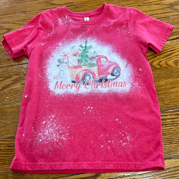 Bella Canvas Kids girls Christmas short sleeve tee.  Size Large (14-16). - Picture 1 of 5